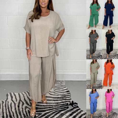 Women’s 2-Piece Casual Linen Set Available in S to 5XL